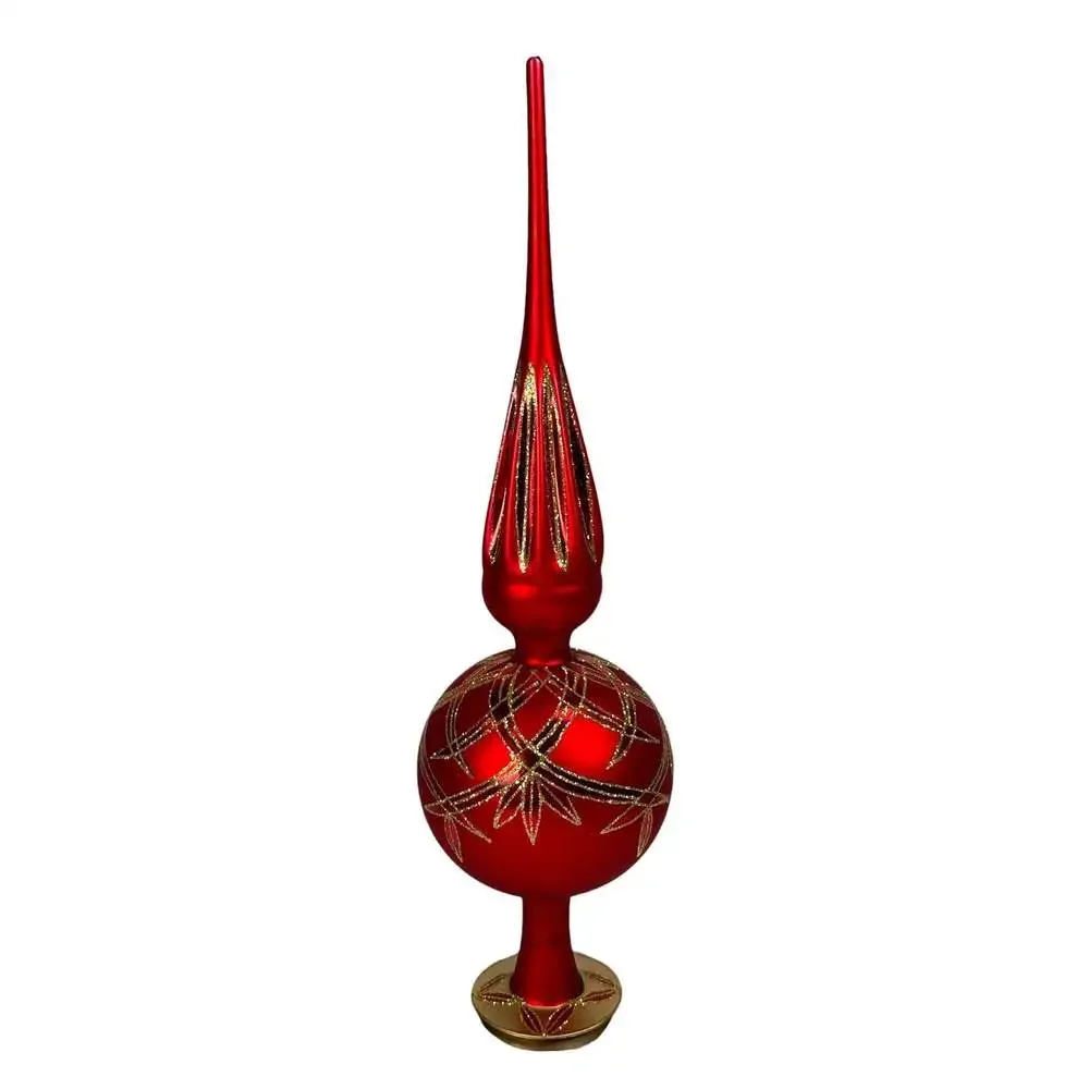 Waterford Holiday Heirlooms Mercury Glass Finial Christmas Tree Topper Red Gold